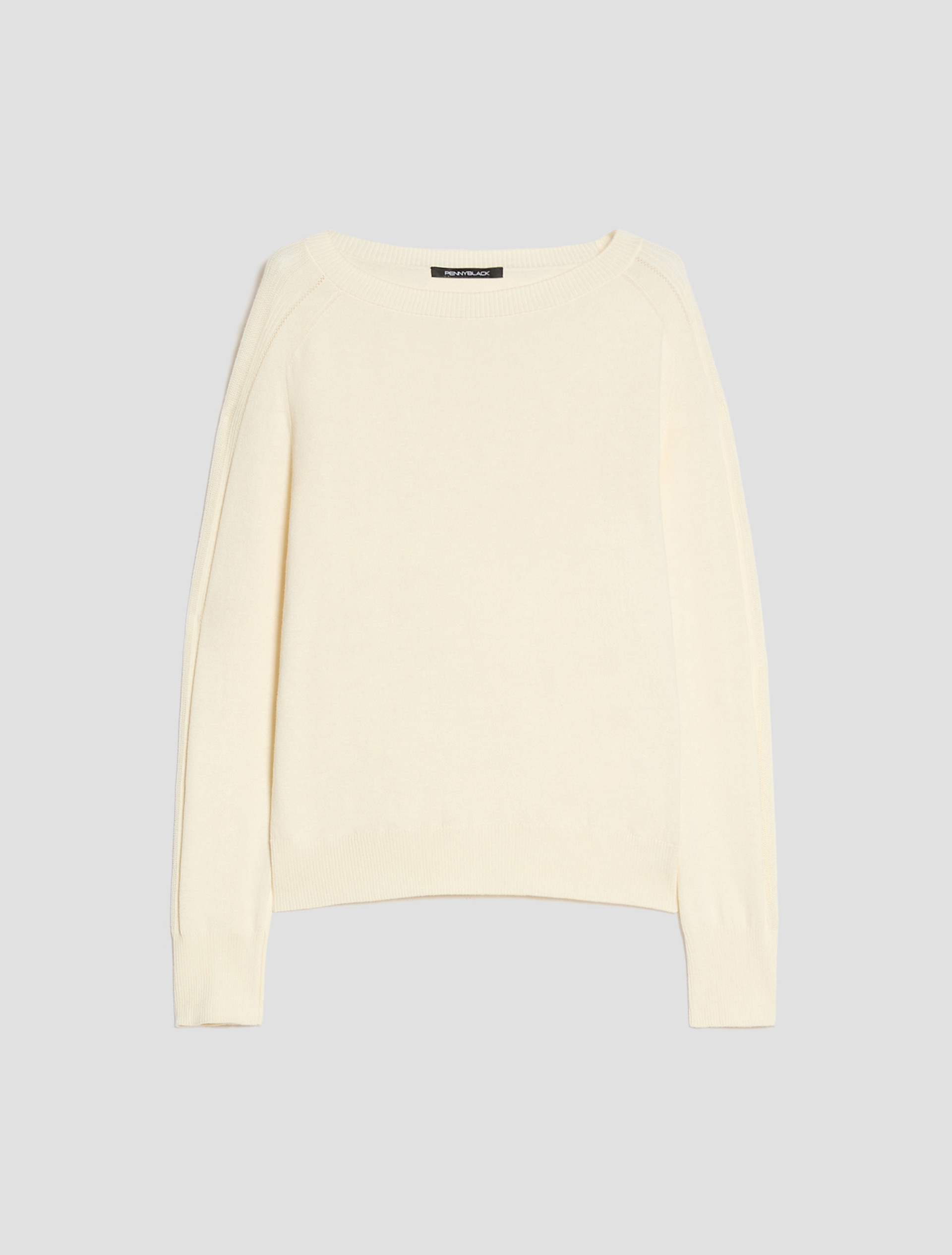 Cotton, silk and cashmere jumper - OPTICAL WHITE - Pennyblack - 2