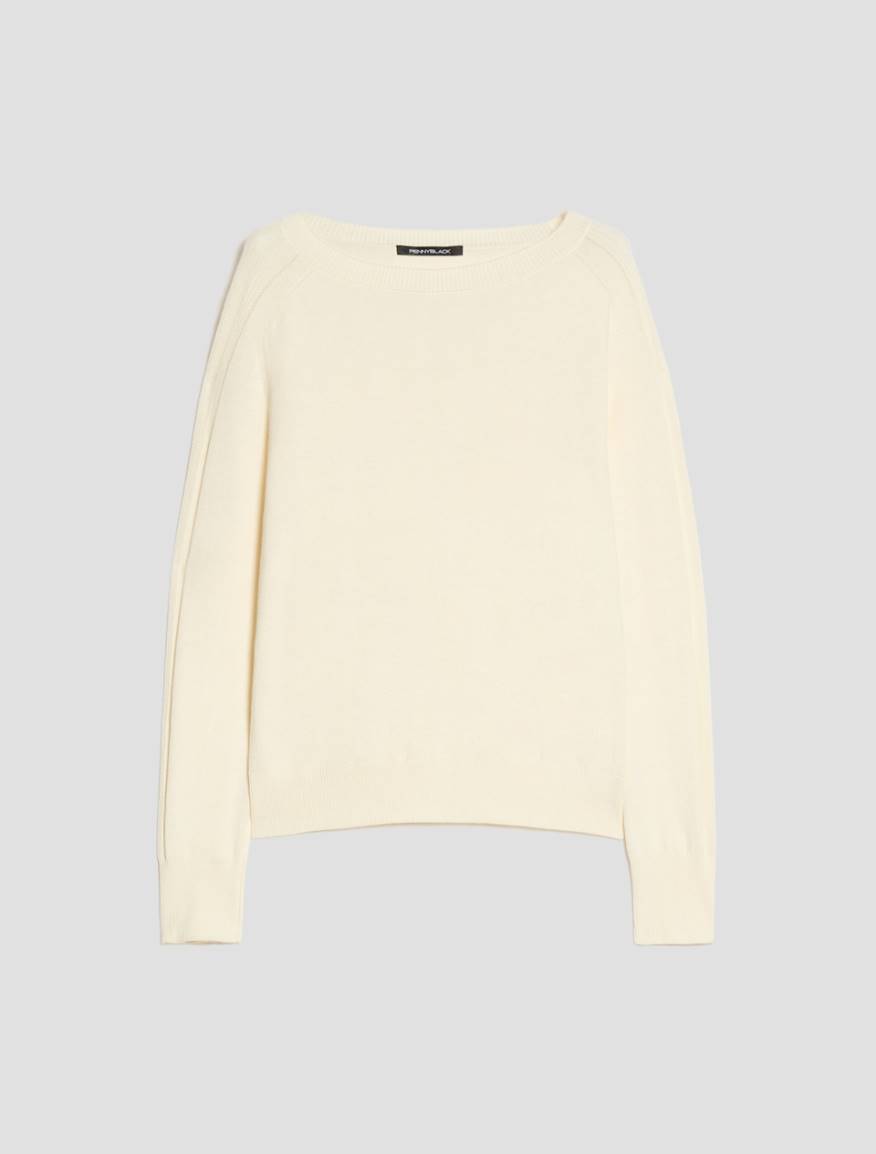 Cotton, silk and cashmere jumper - OPTICAL WHITE - Pennyblack - 2