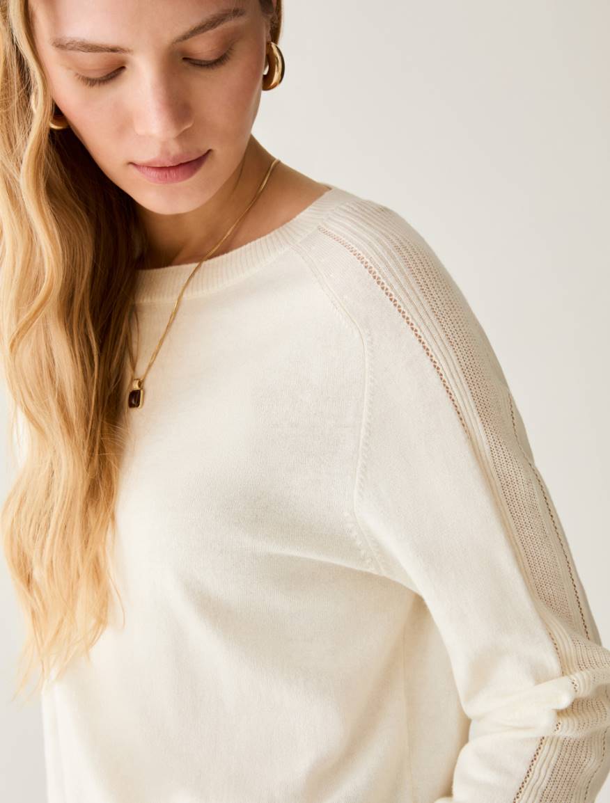 Cotton, silk and cashmere jumper - OPTICAL WHITE - Pennyblack - 4