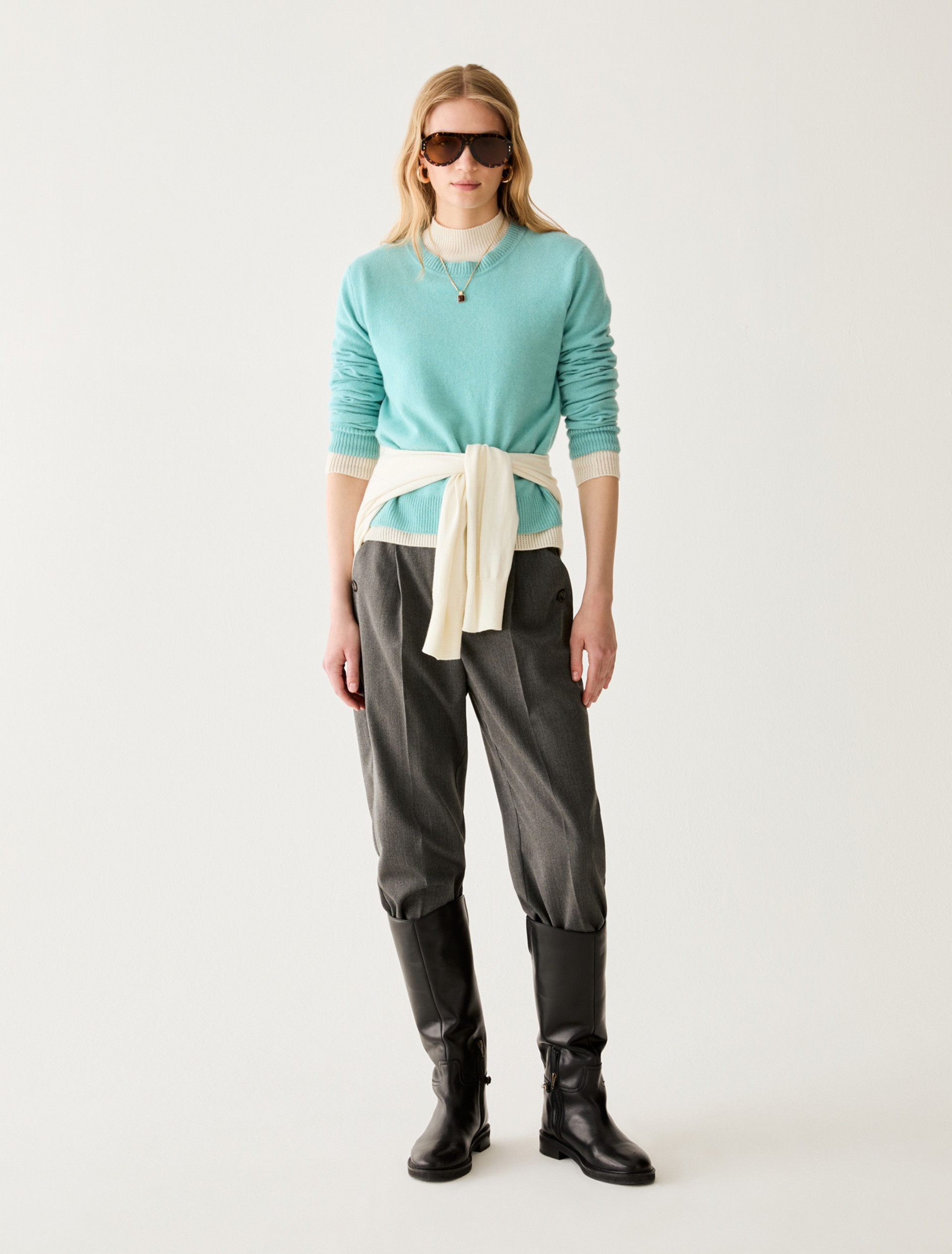 Cotton, silk and cashmere jumper - OPTICAL WHITE - Pennyblack - 5