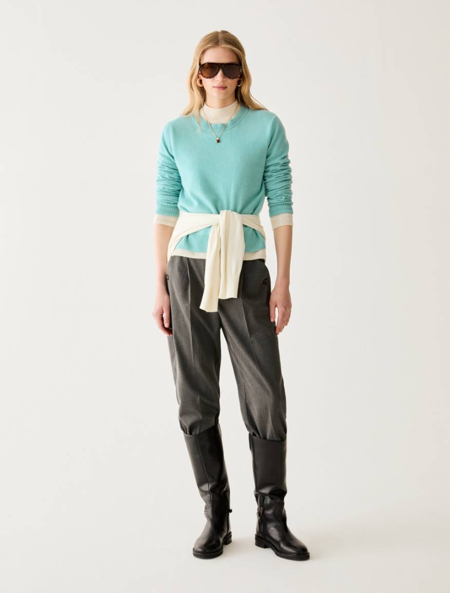 Cotton, silk and cashmere jumper - OPTICAL WHITE - Pennyblack - 5