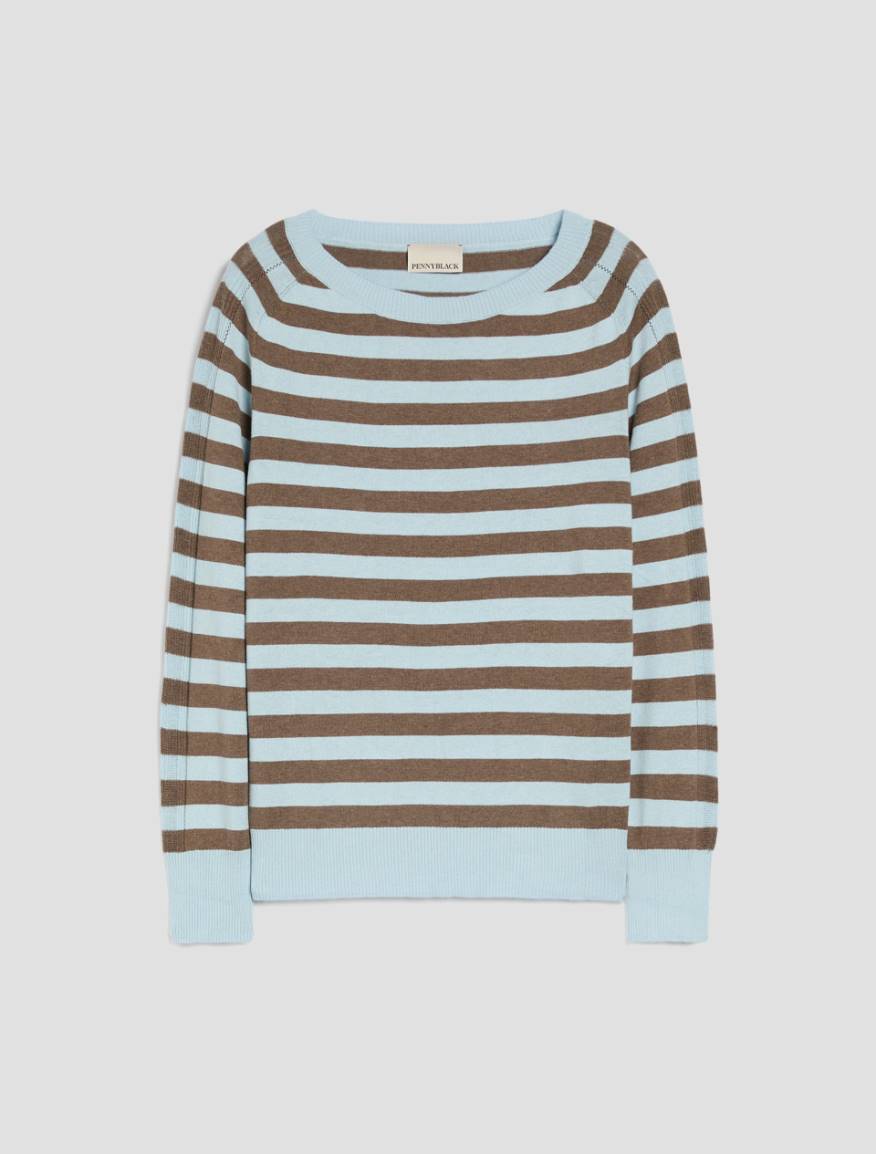 Cotton, silk and cashmere jumper - AQUAMARINE - Pennyblack - 2