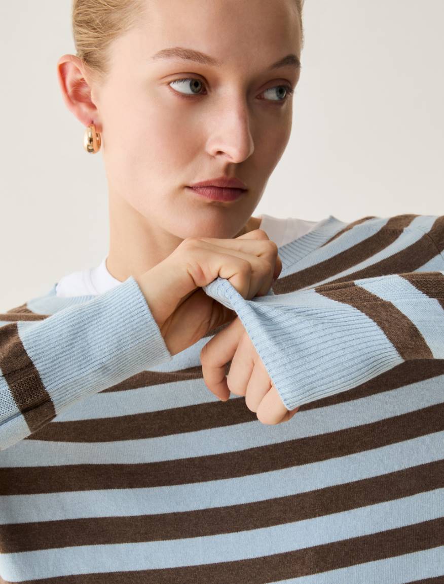 Cotton, silk and cashmere jumper - AQUAMARINE - Pennyblack - 4