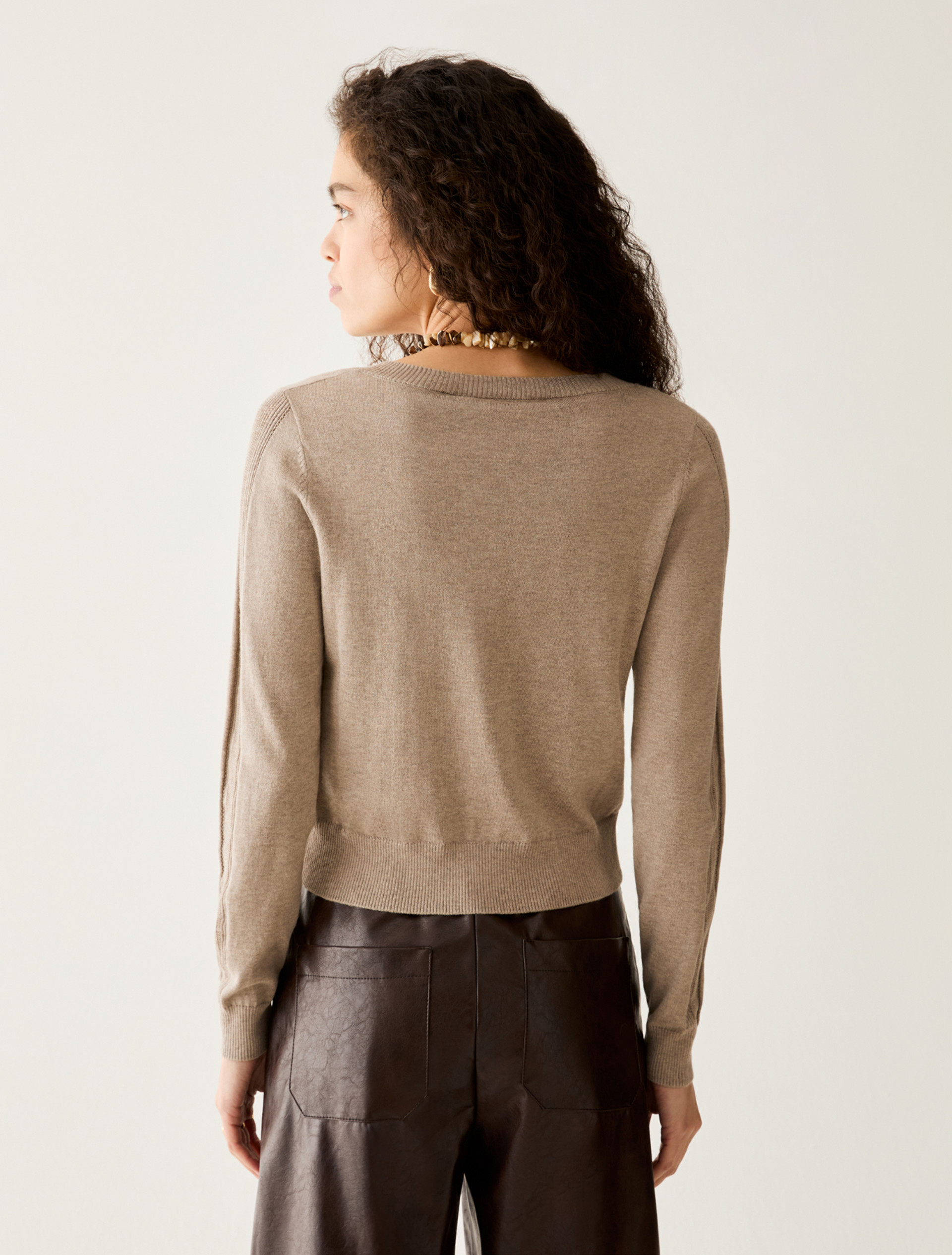 Cotton, silk and cashmere jumper - BEIGE - Pennyblack - 3