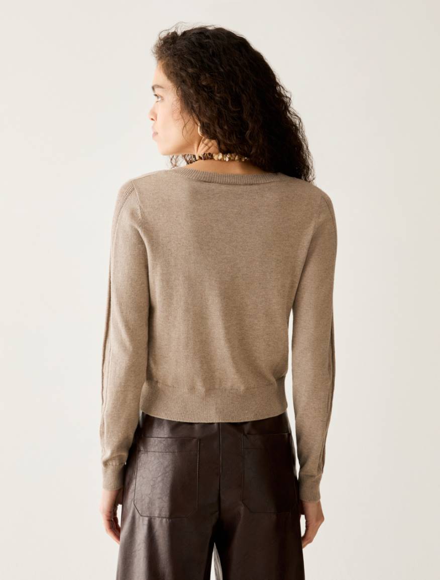 Cotton, silk and cashmere jumper - BEIGE - Pennyblack - 3