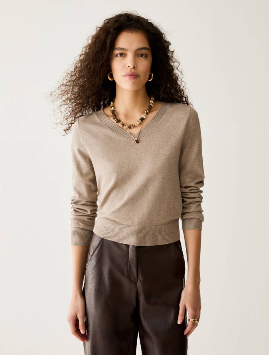 Cotton, silk and cashmere jumper - BEIGE - Pennyblack