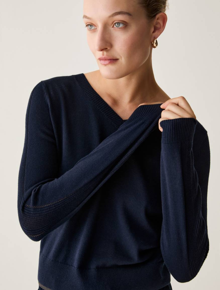 Cotton, silk and cashmere jumper - NAVY - Pennyblack - 4