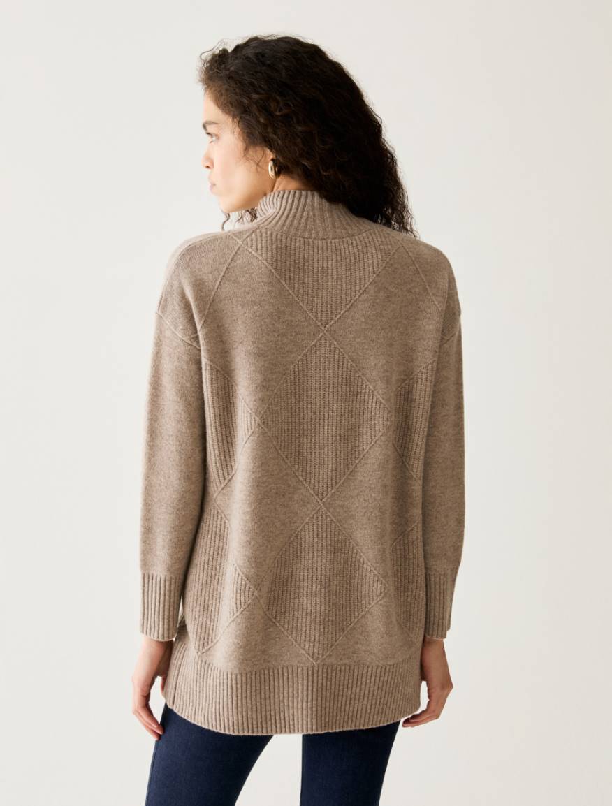 Pure wool diamond-pattern jumper - TURTLEDOVE - Pennyblack - 3