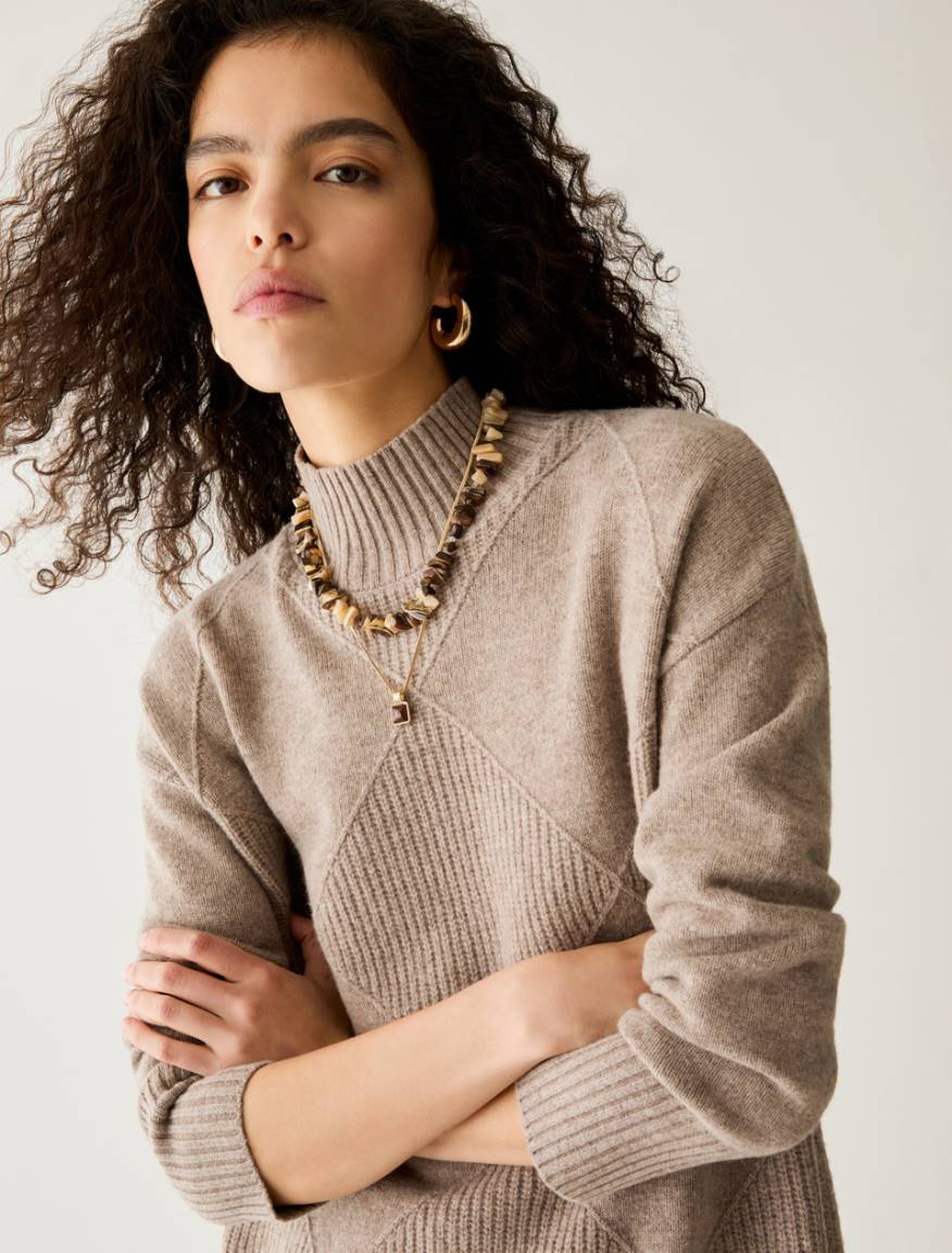 Pure wool diamond-pattern jumper - TURTLEDOVE - Pennyblack - 4