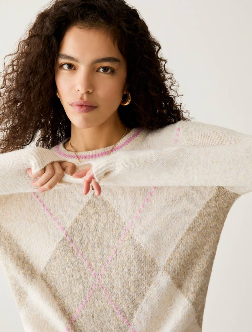 Argyle jumper - WHITE - Pennyblack - 4
