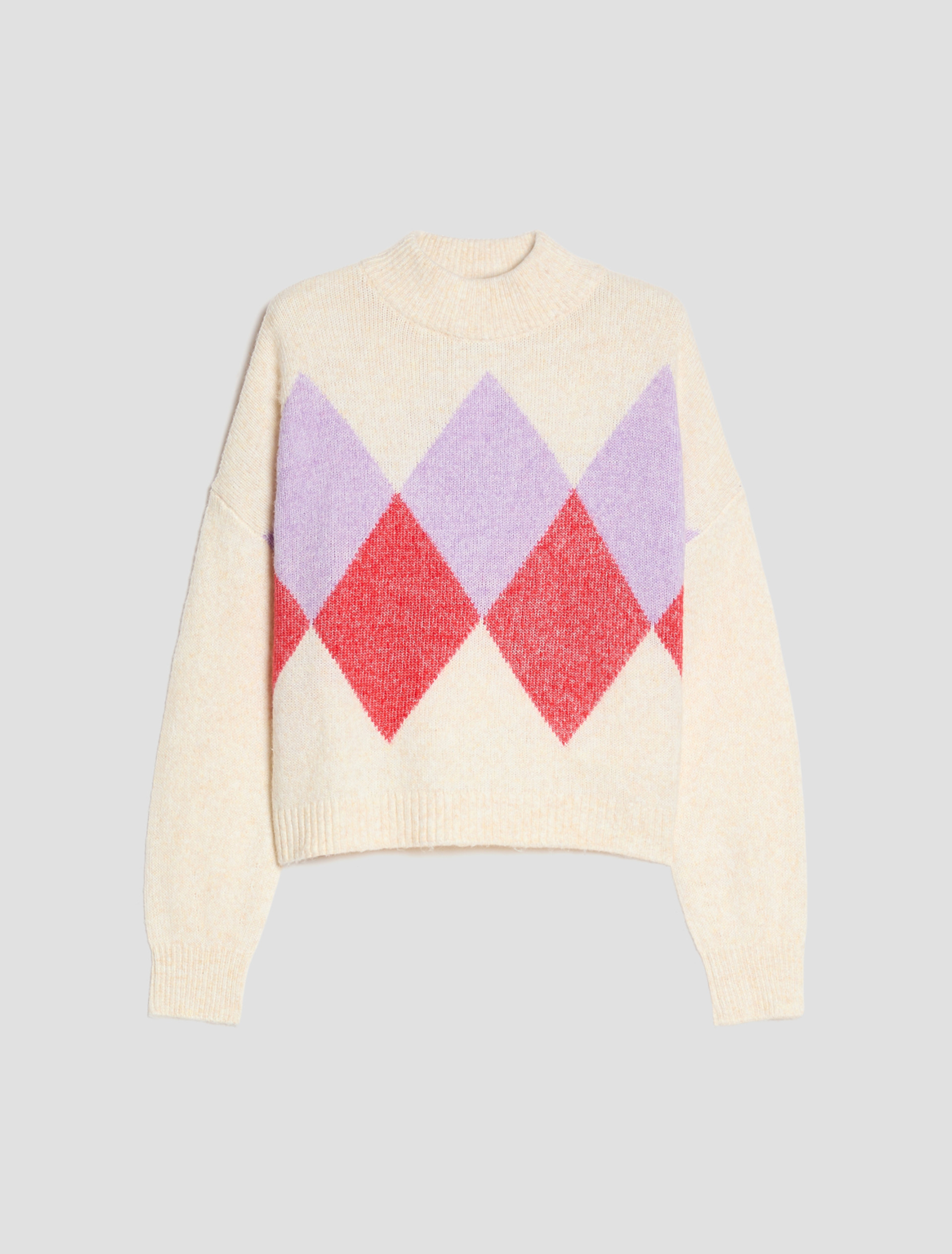Diamond intarsia jumper - WHITE - Pennyblack - 2
