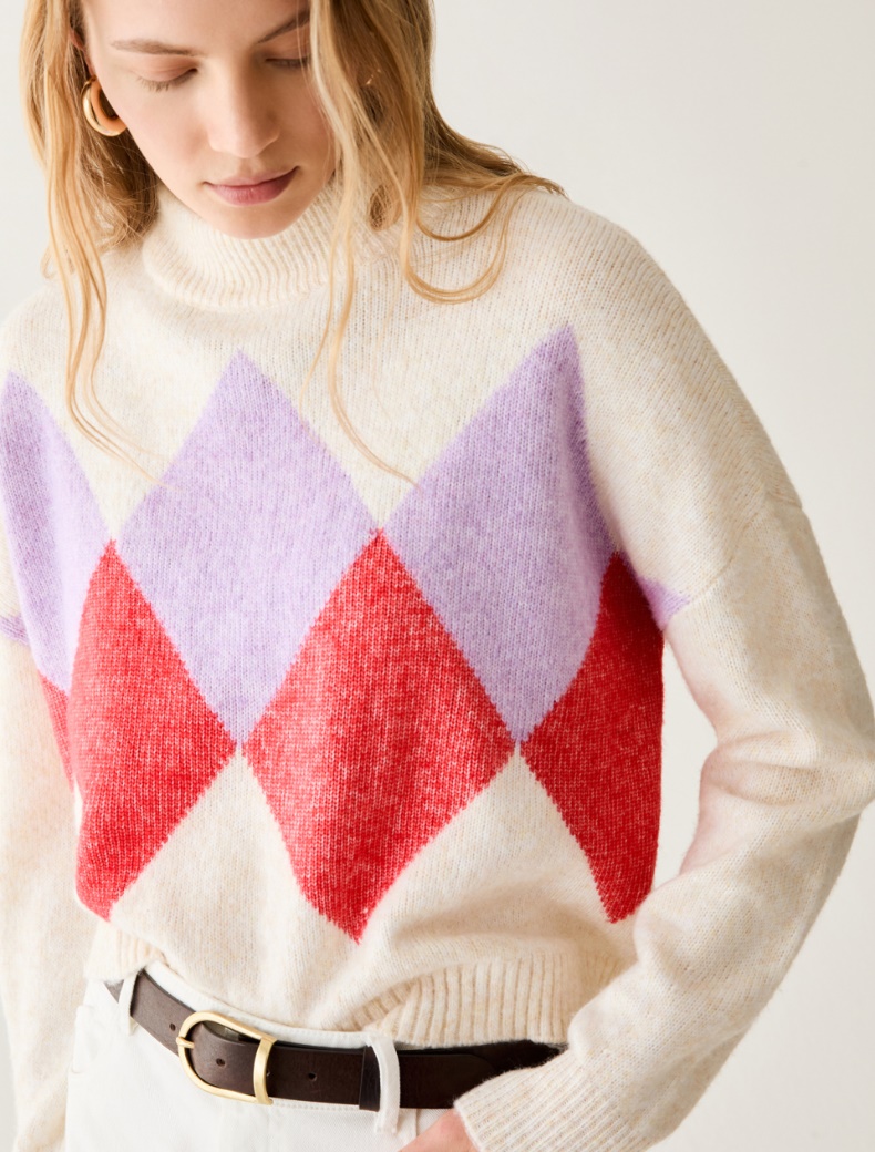 Diamond intarsia jumper - Pennyblack - 4