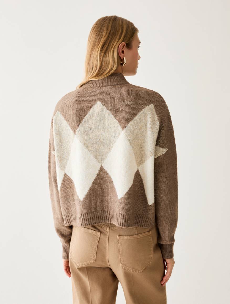 Diamond intarsia jumper - MUD - Pennyblack - 3