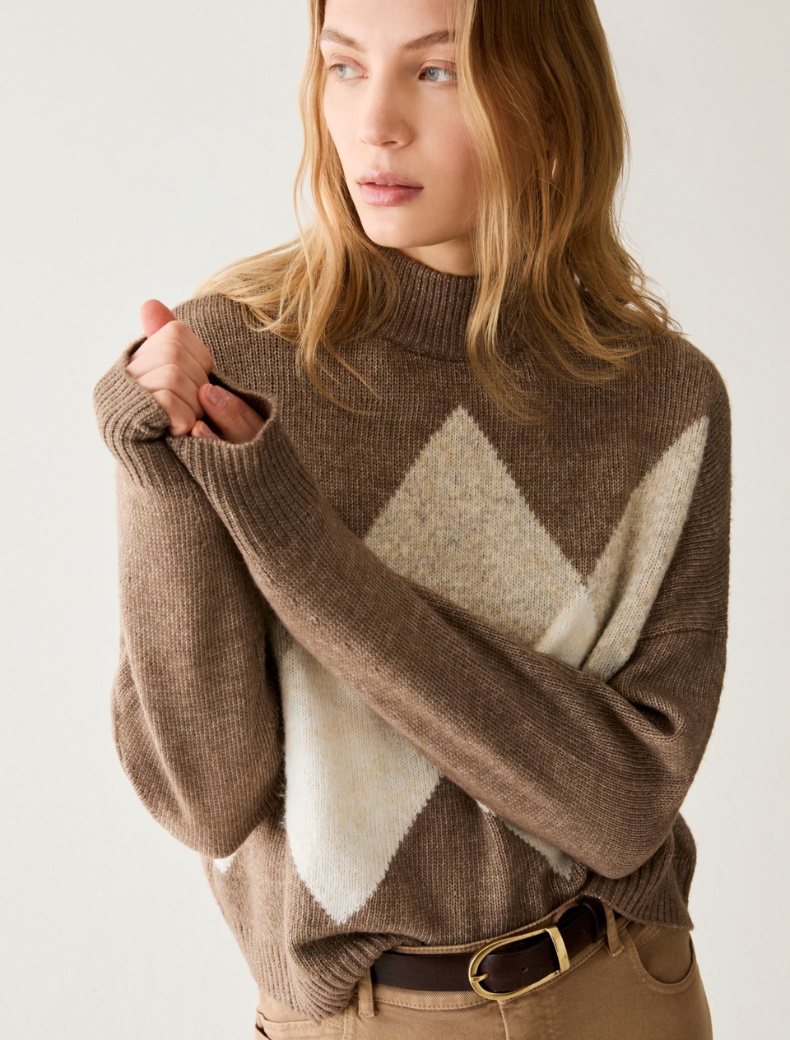 Diamond intarsia jumper - Pennyblack - 4