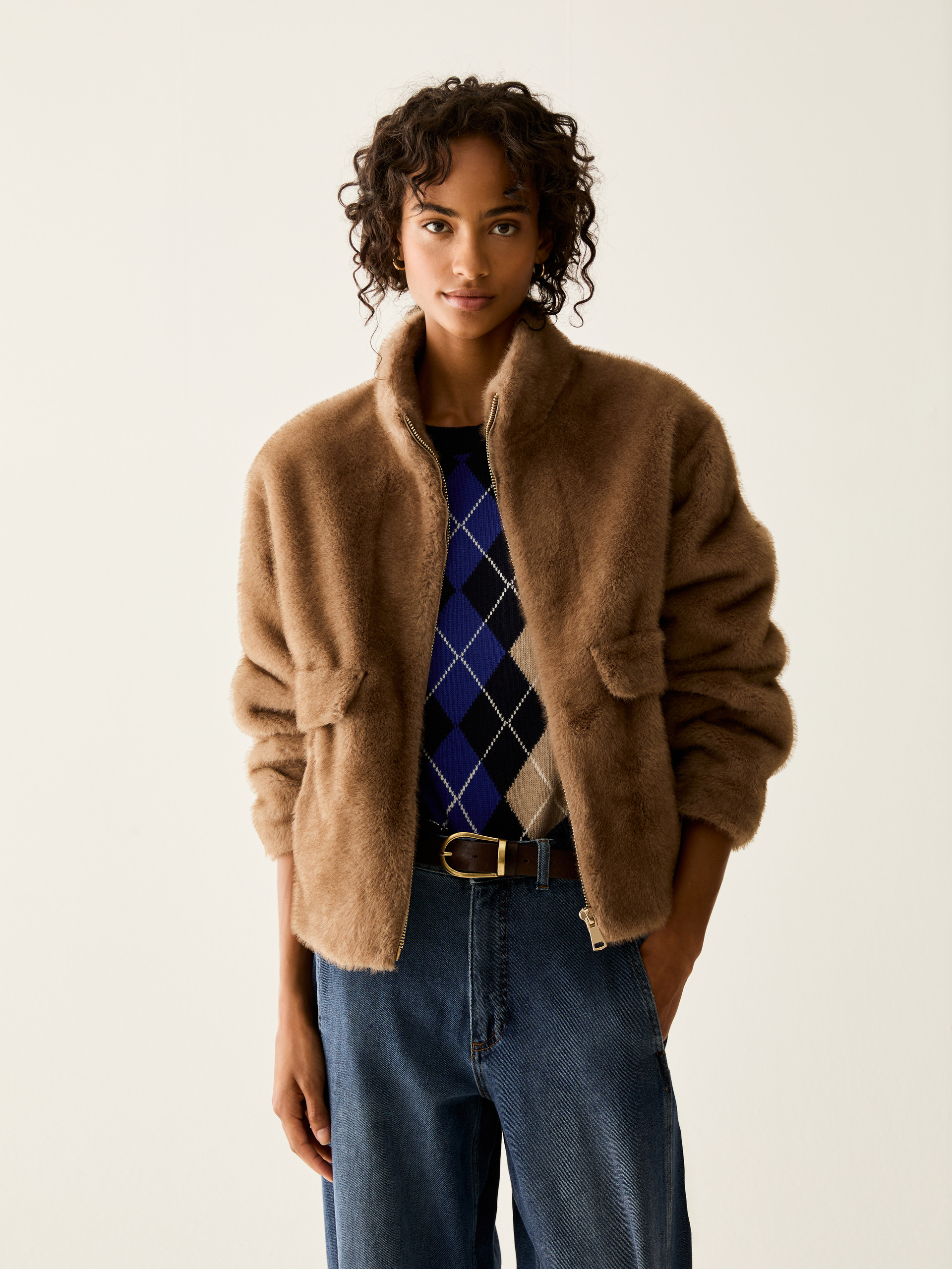 Warm and soft bomber jacket - HONEY - Pennyblack - 1