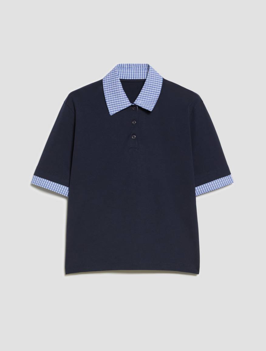 Jersey and poplin polo shirt - MIDNIGHTBLUE - Pennyblack - 2