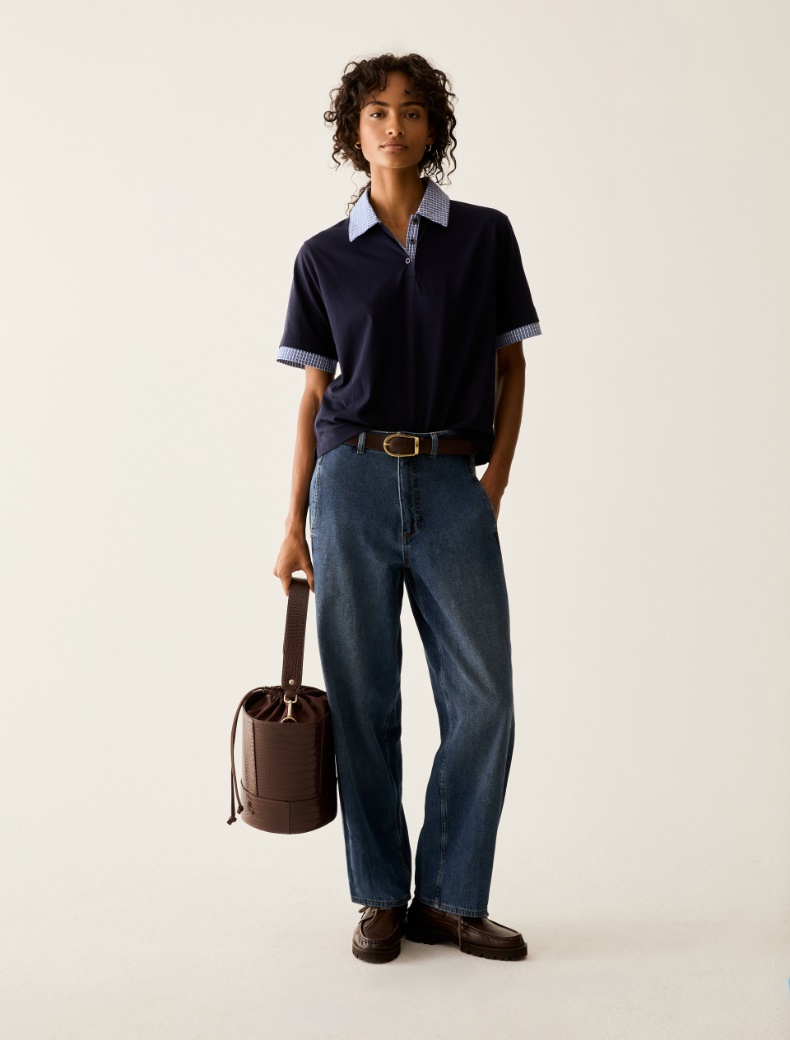 Jersey and poplin polo shirt - Pennyblack - 5