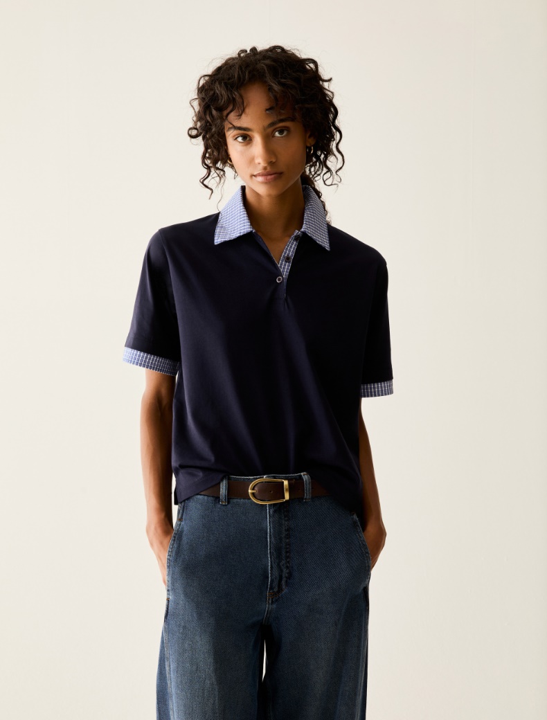 Jersey and poplin polo shirt - Pennyblack - 6