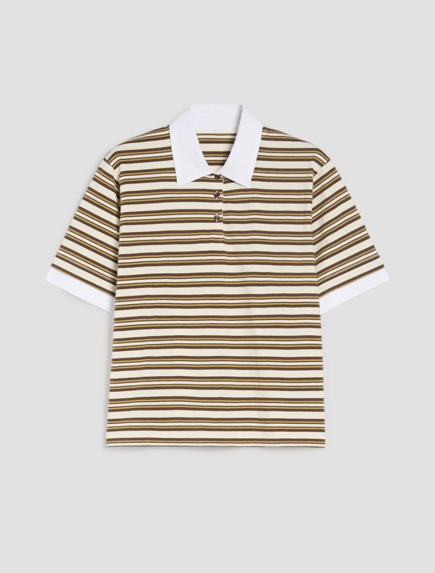 Jersey and poplin polo shirt - DARK BROWN - Pennyblack