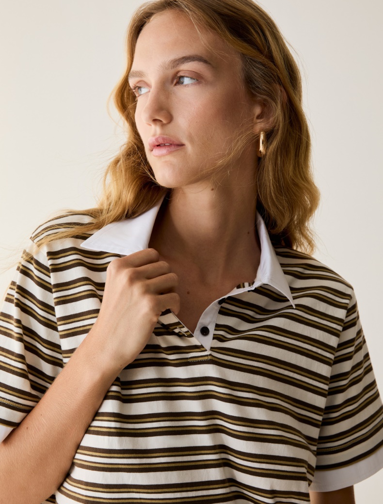 Jersey and poplin polo shirt - Pennyblack - 4